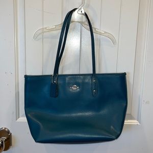 COACH leather teal handbag/purse.